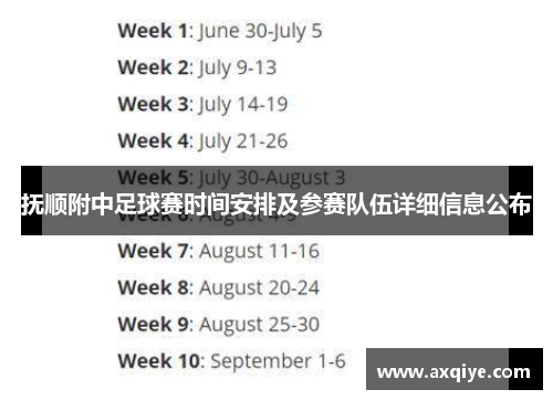 抚顺附中足球赛时间安排及参赛队伍详细信息公布